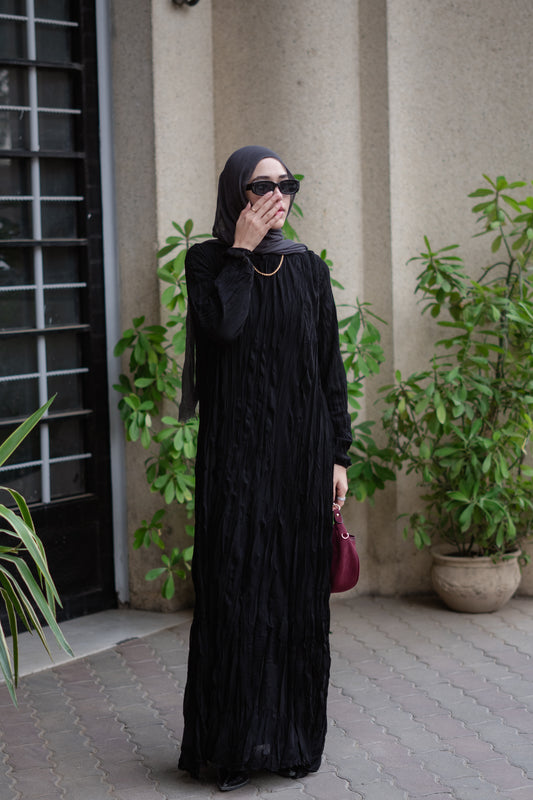 Asia Crushed Black Dress