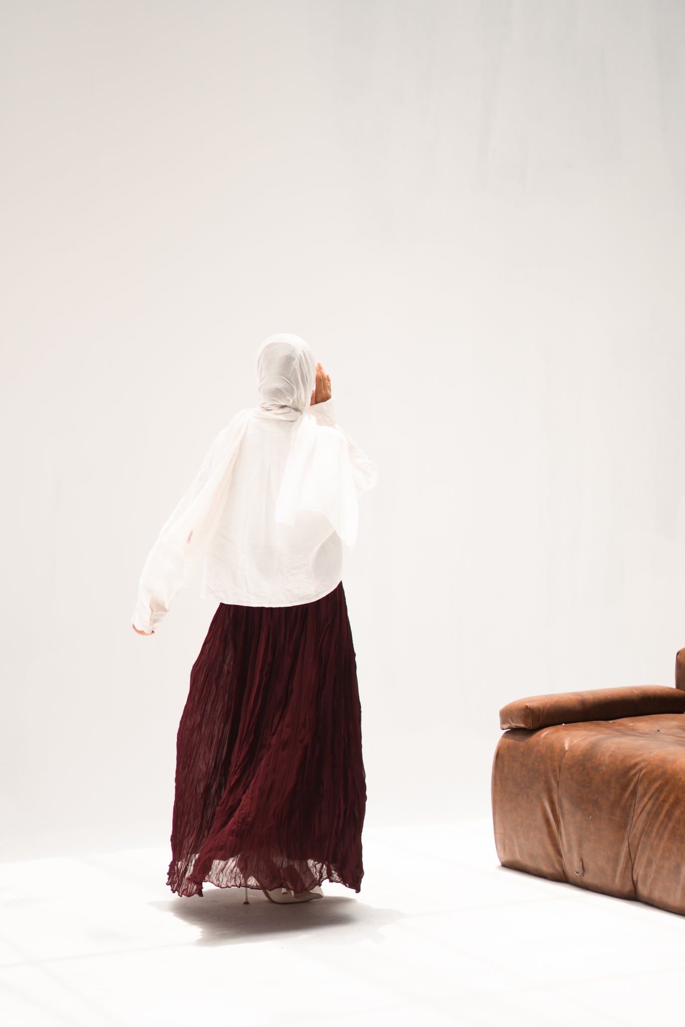 The Crushed Skirt in Burgundy