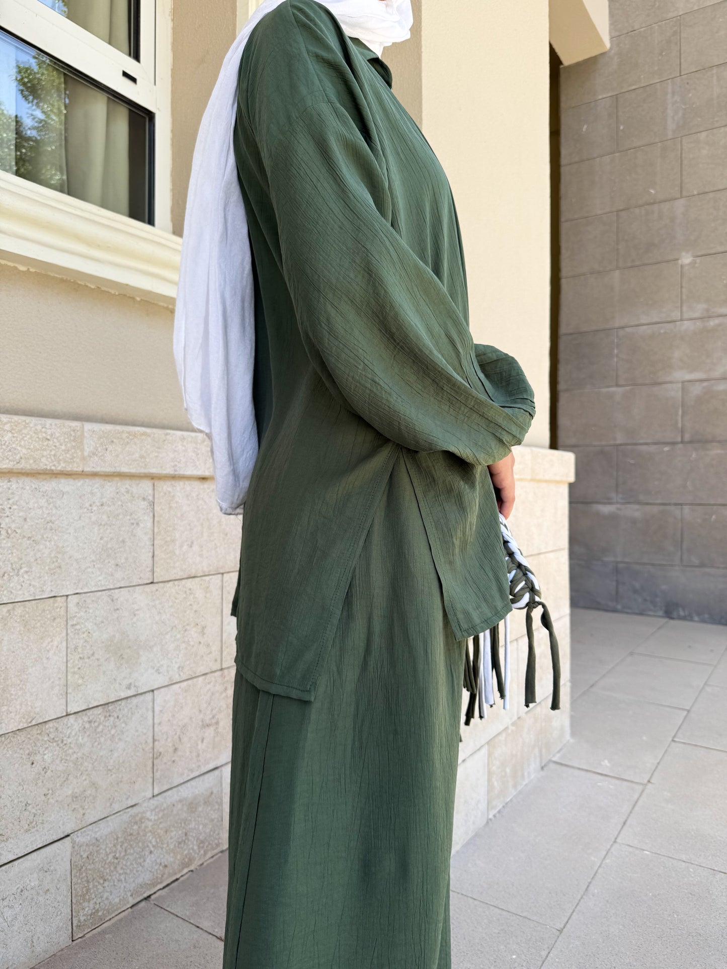 Zumra Crinkle Set in Olive