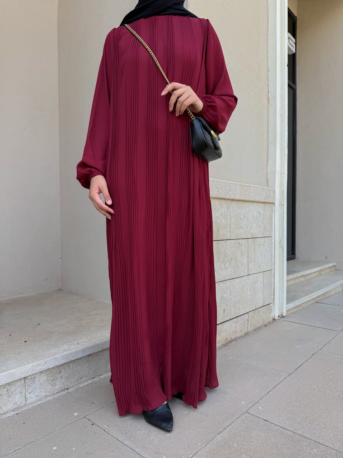 Amaia Abaya Dress in Burgundy