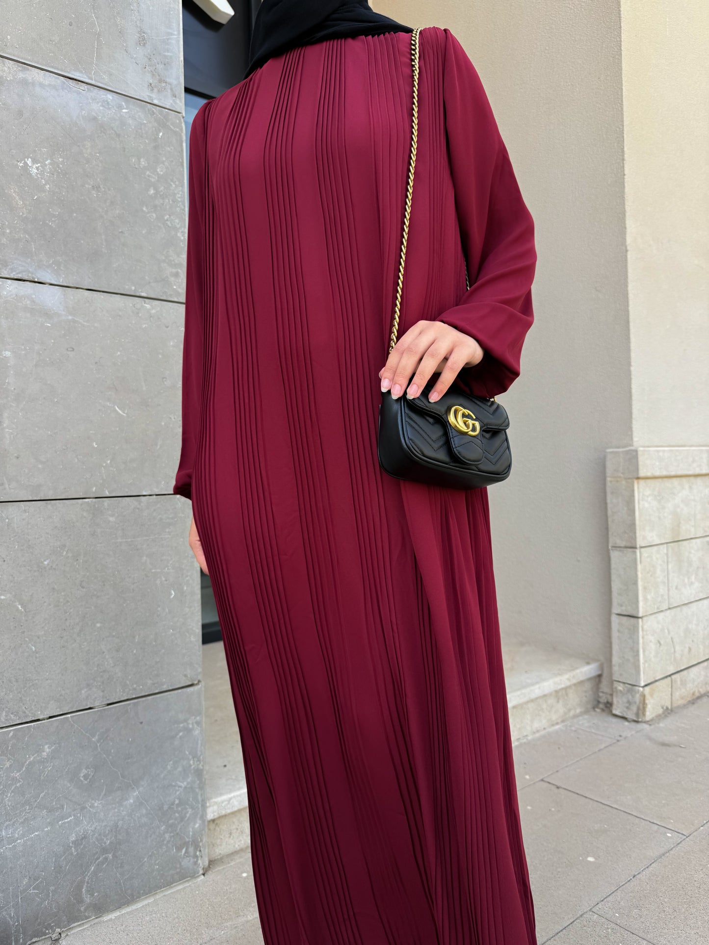 Amaia Abaya Dress in Burgundy