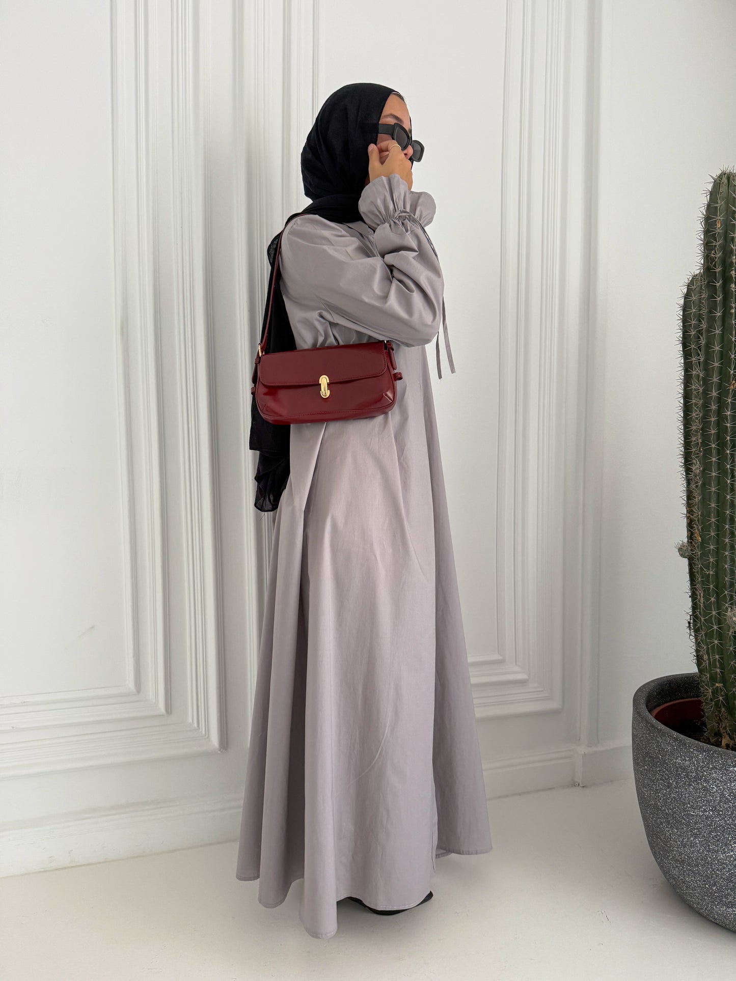 Mia Poplin Shirt Dress in Grey