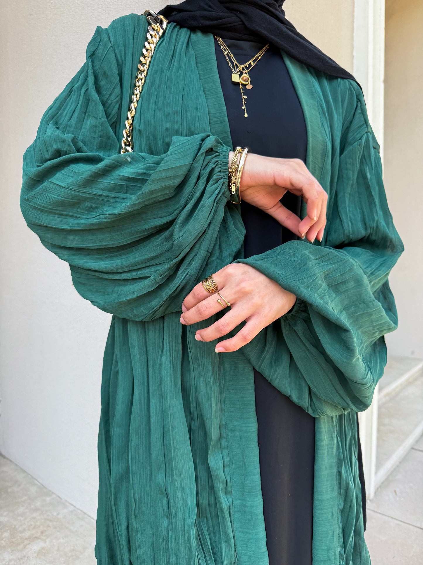 Safia Green Crushed Cardigan