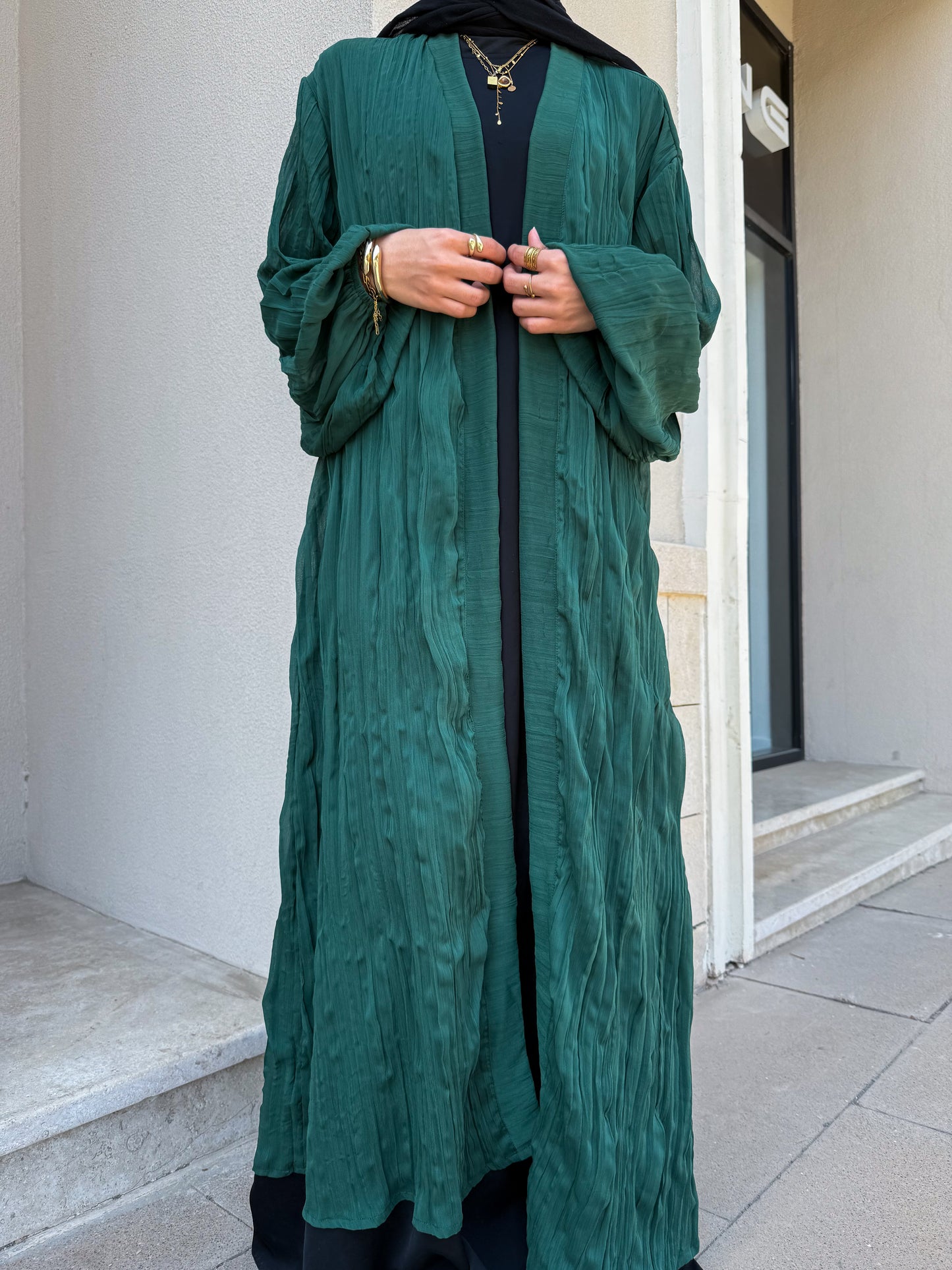 Safia Green Crushed Cardigan
