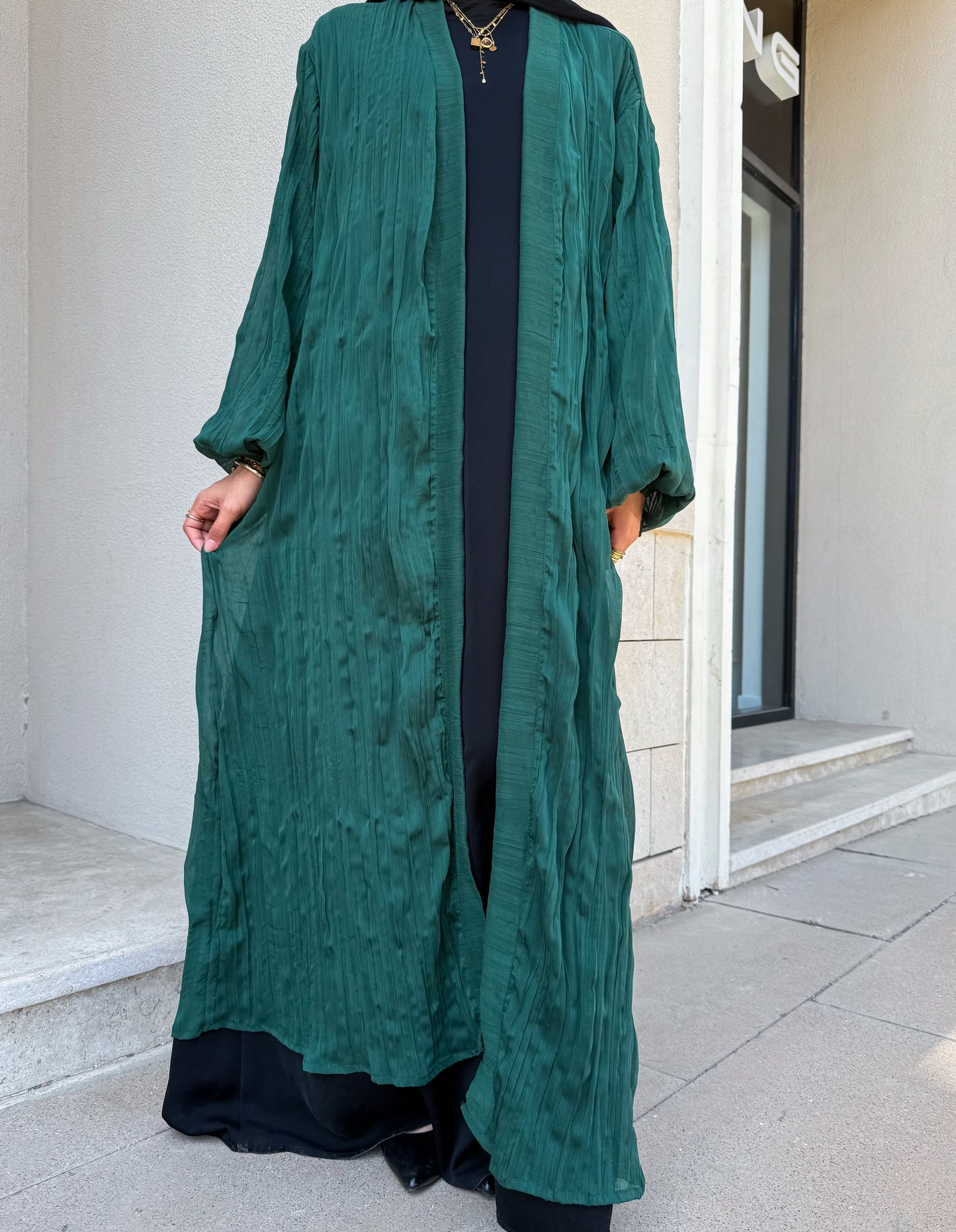 Safia Green Crushed Cardigan