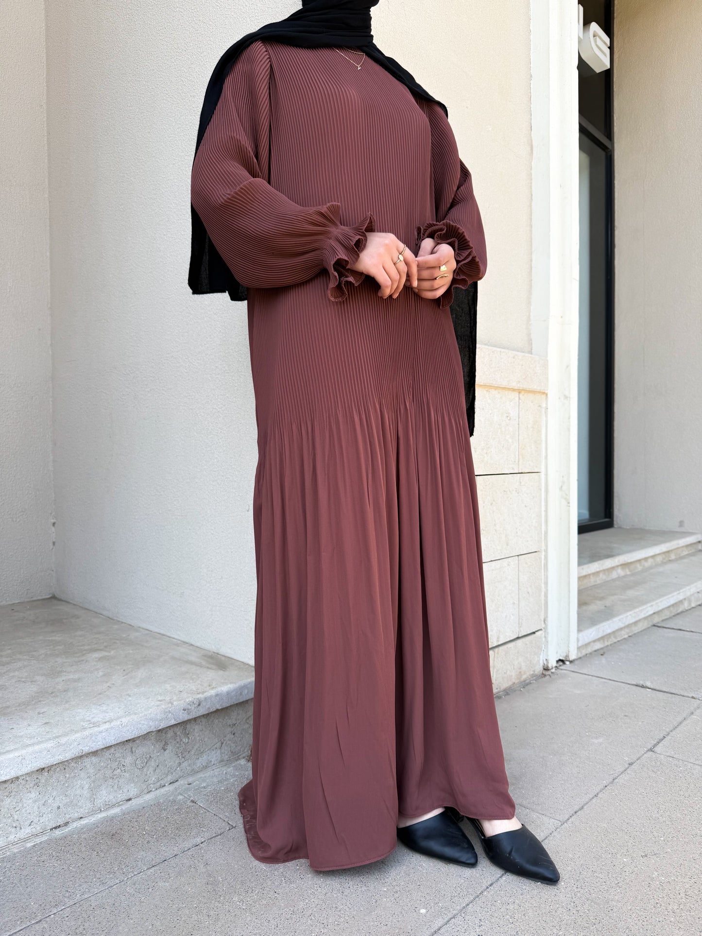 Fully Pleated Dress in Copper