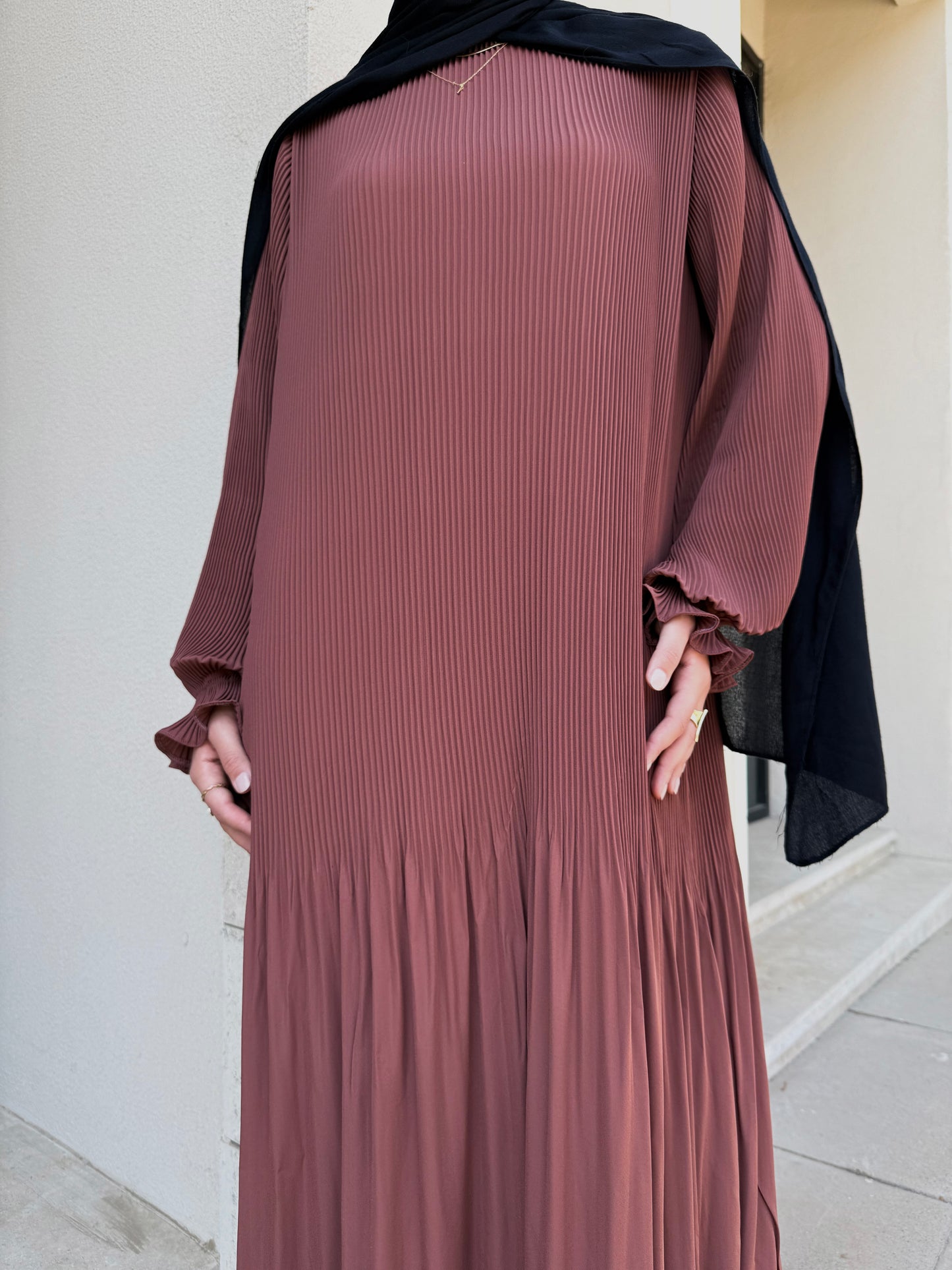 Fully Pleated Dress in Copper
