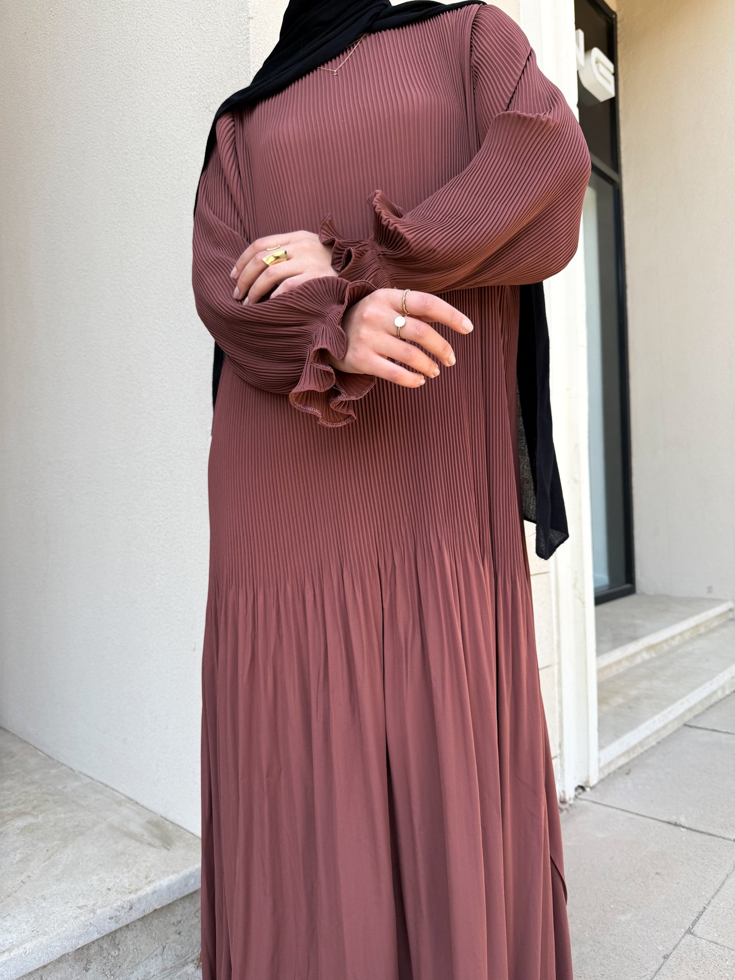 Fully Pleated Dress in Copper