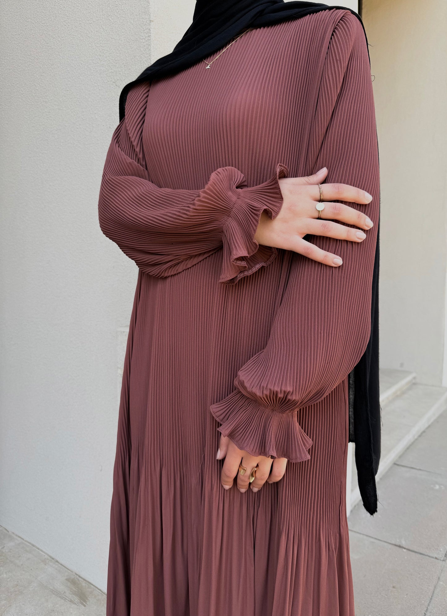 Fully Pleated Dress in Copper