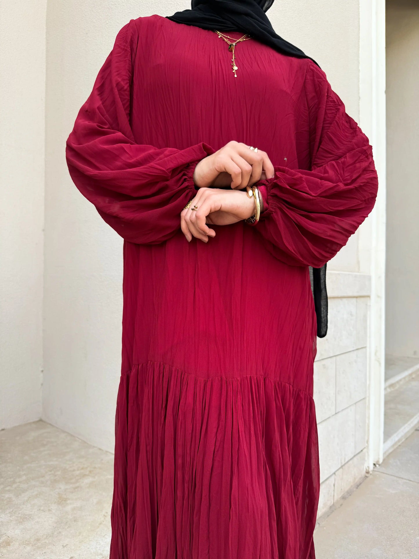 Asia Crushed Burgundy Dress