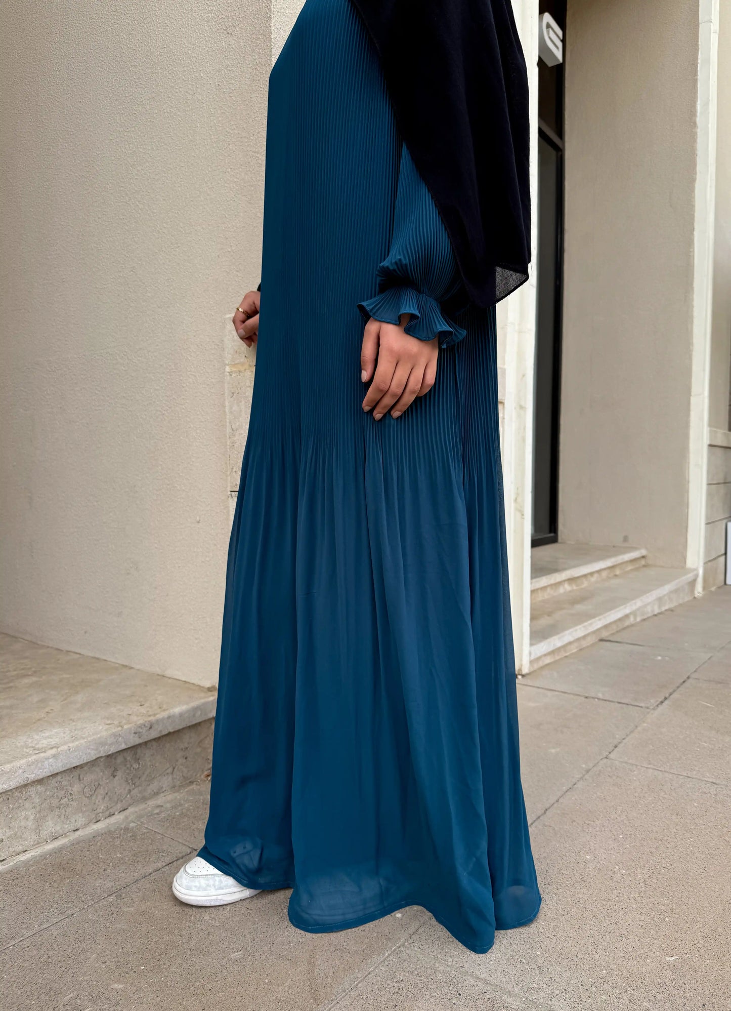 Fully Pleated Dress in Teal