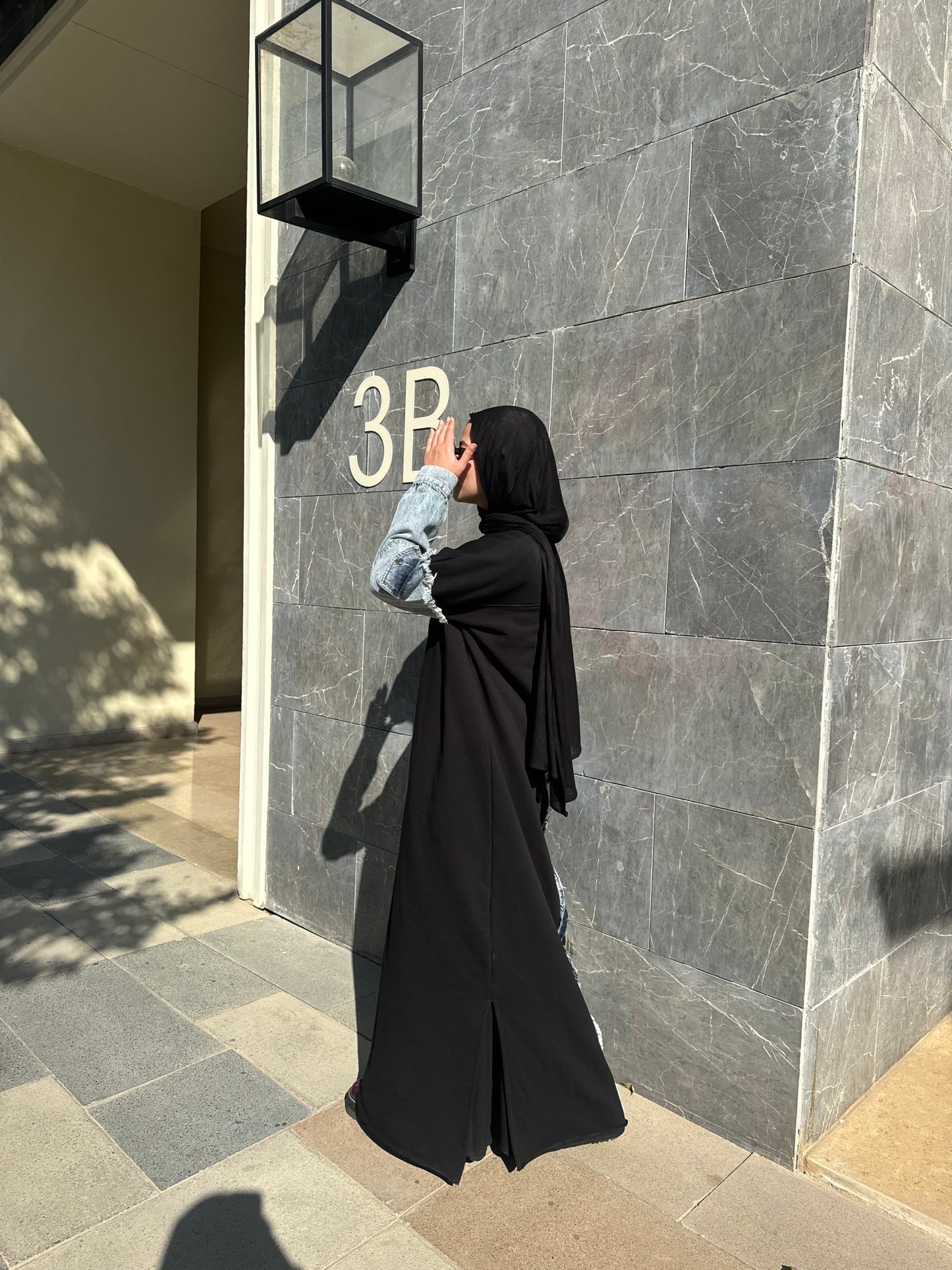 Hoodie Abaya Denim Sleeves