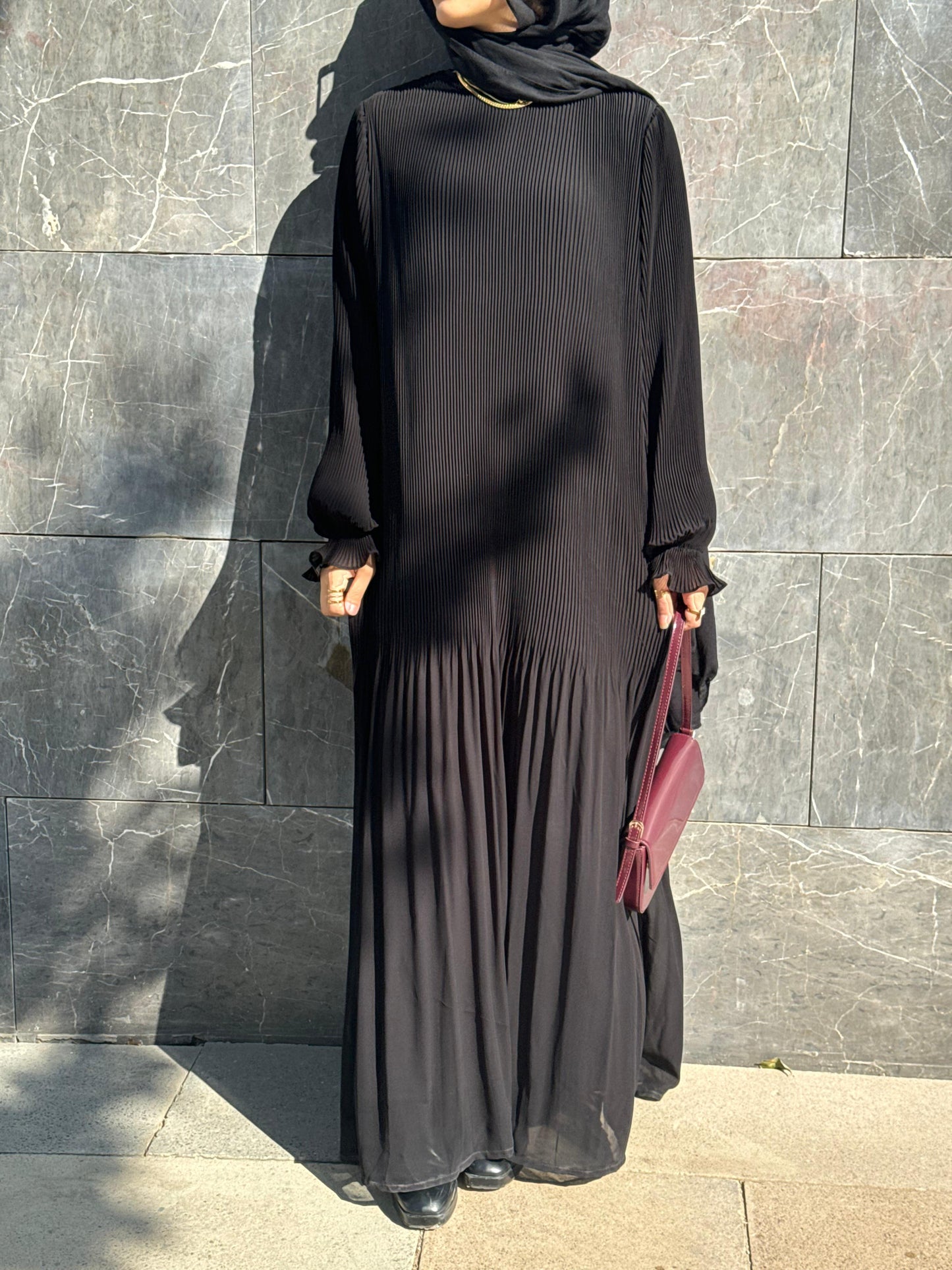 Fully Pleated Dress in Black