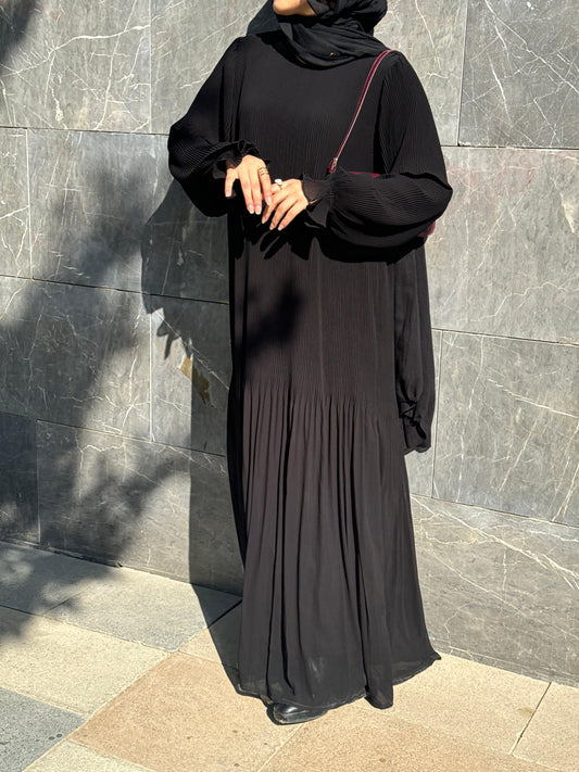 Fully Pleated Dress in Black