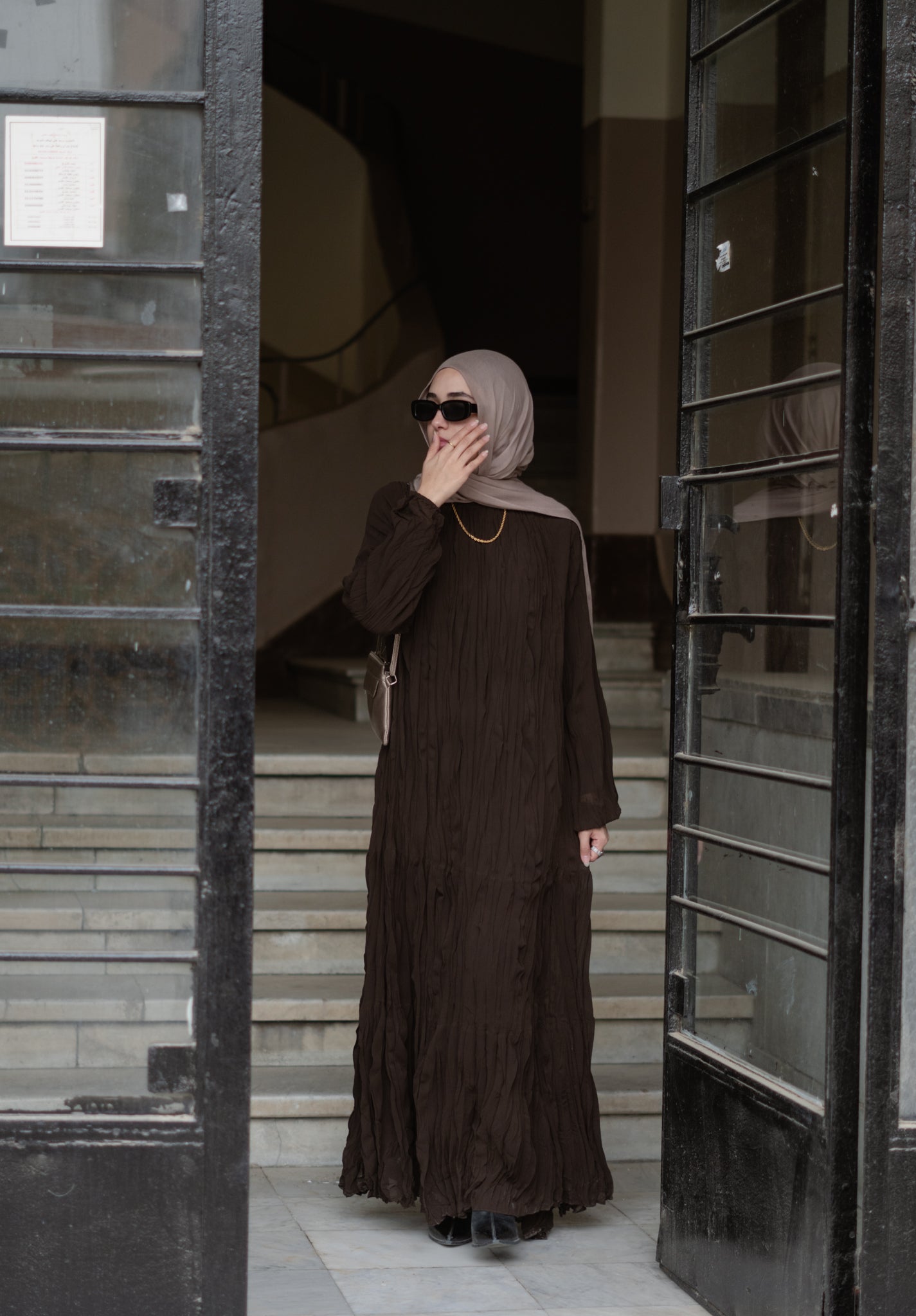 Asia Crushed Brown Dress