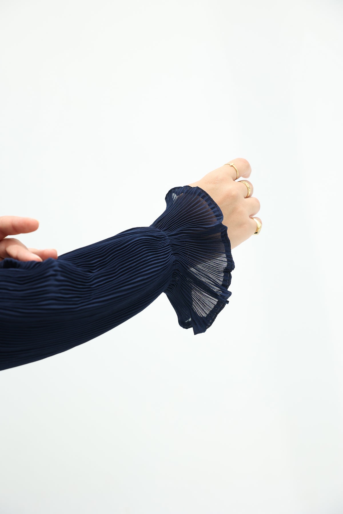Fully Pleated Dress in Navy
