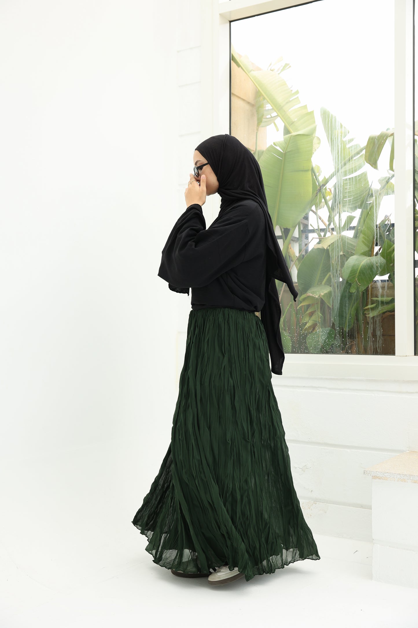The Crushed Skirt in Olive