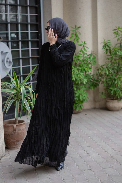 Asia Crushed Black Dress