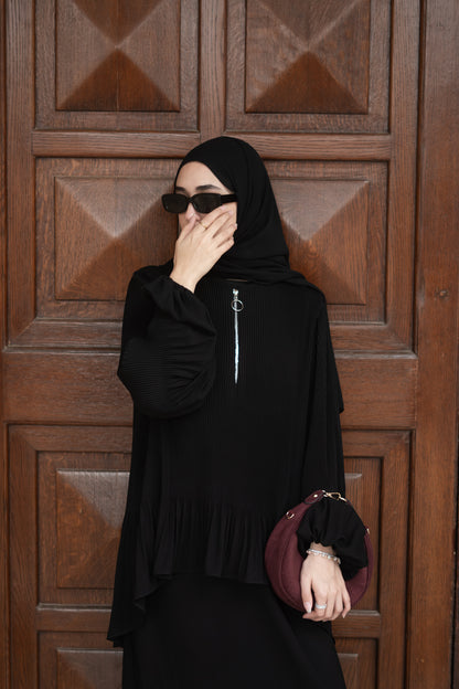 High Low Pleated Abaya