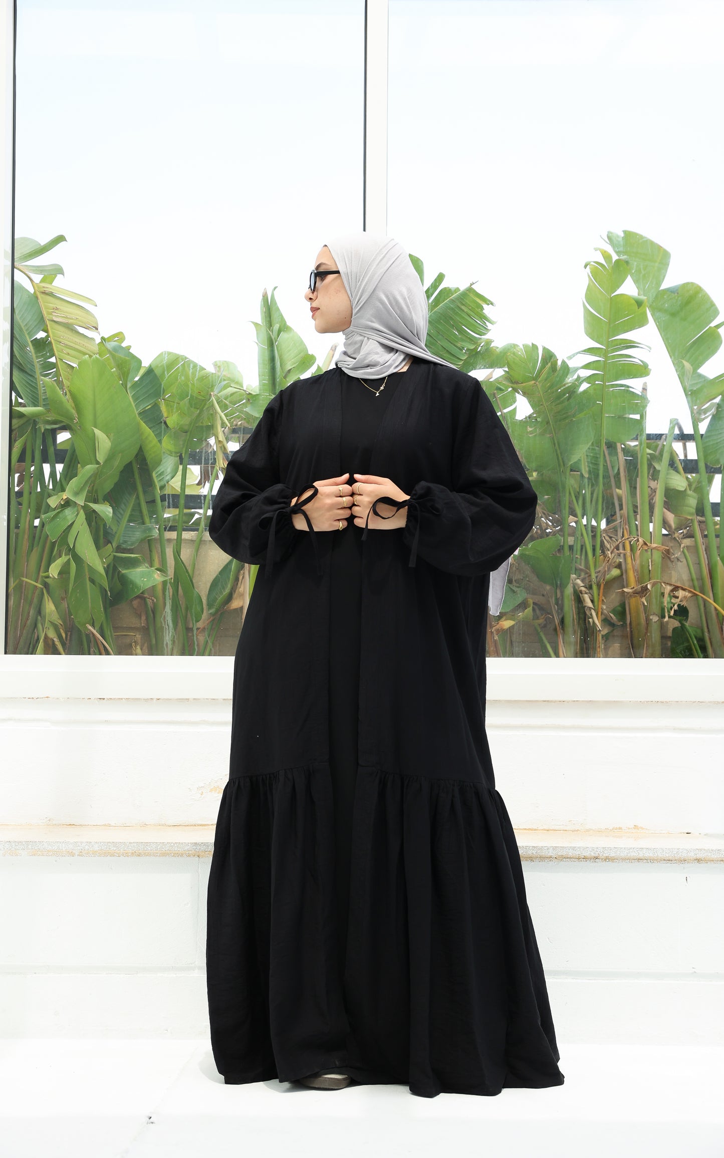 The Ruffled Cardigan in Black