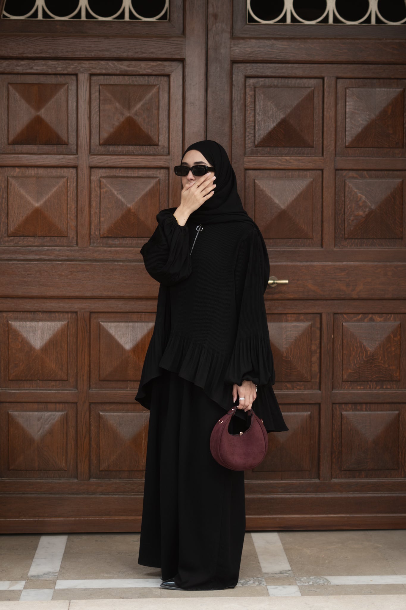 High Low Pleated Abaya