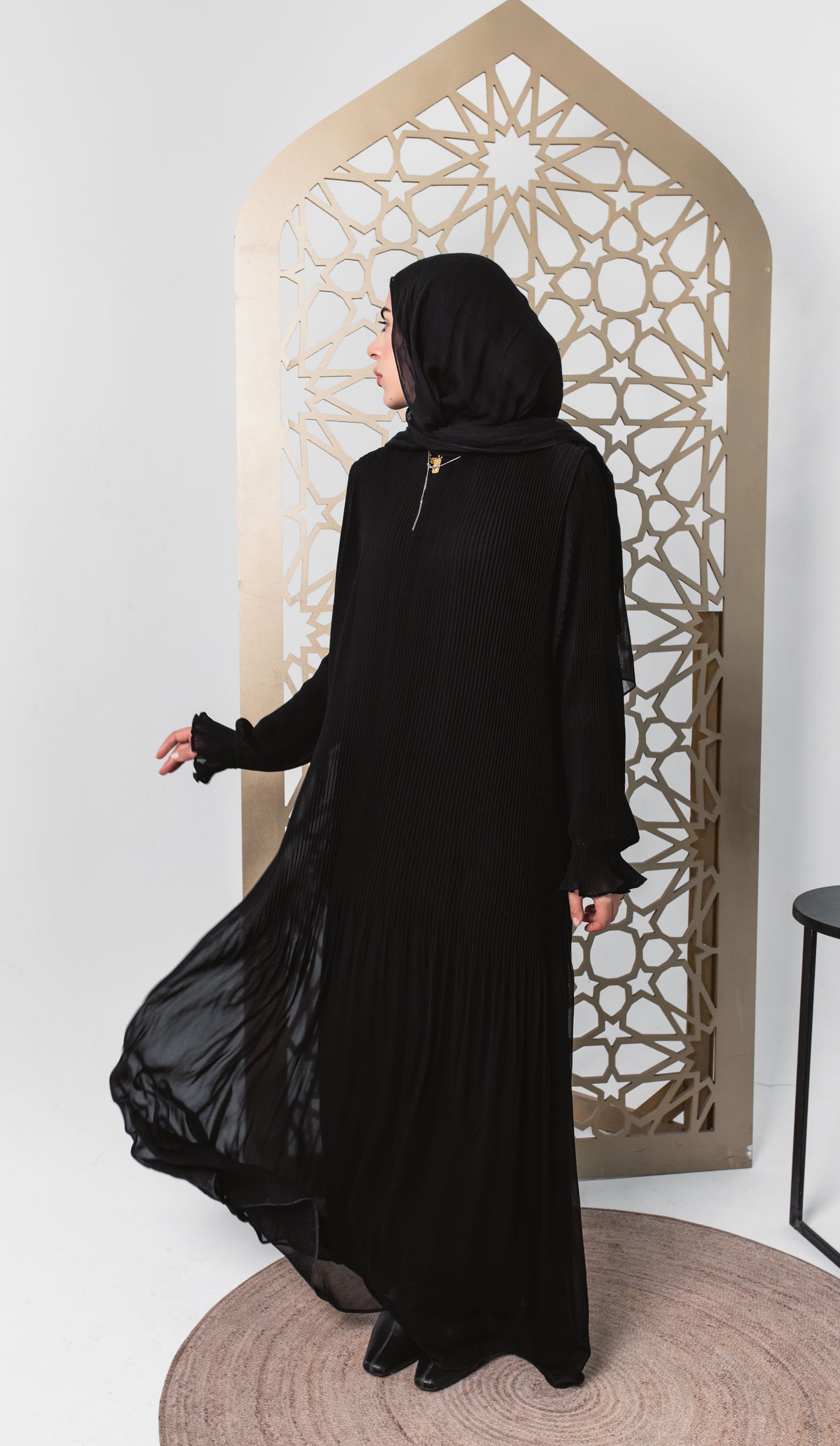 Fully Pleated Dress in Black