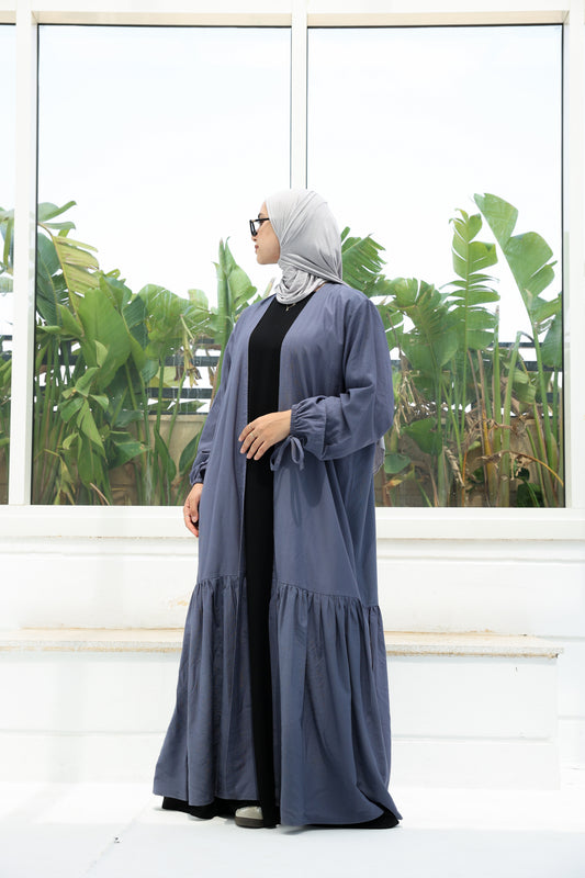 The Ruffled Cardigan in Blue