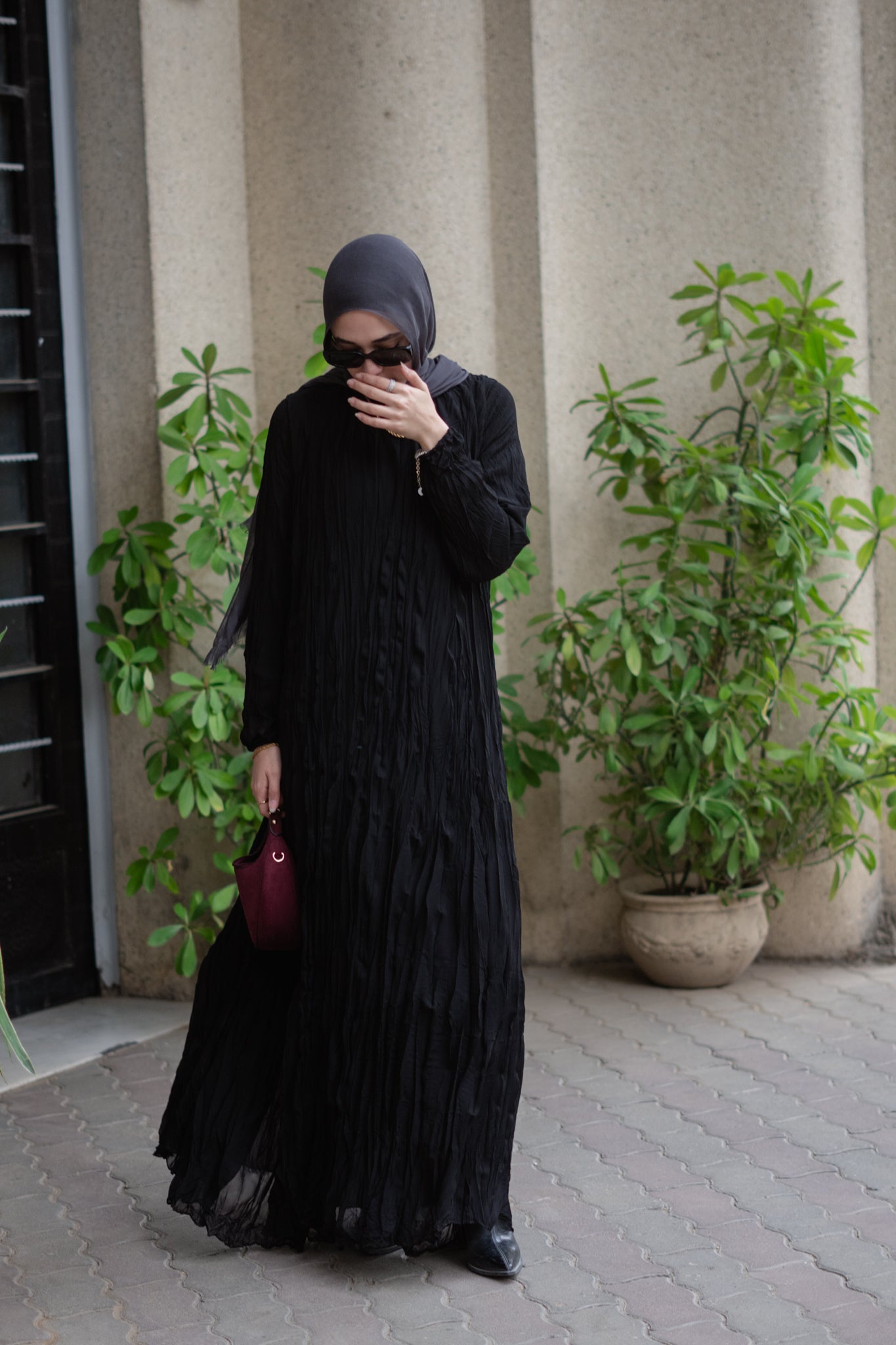 Asia Crushed Black Dress