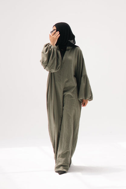 The Aziza Dress in Olive