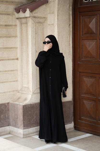 Fully Pleated Buttoned Abaya