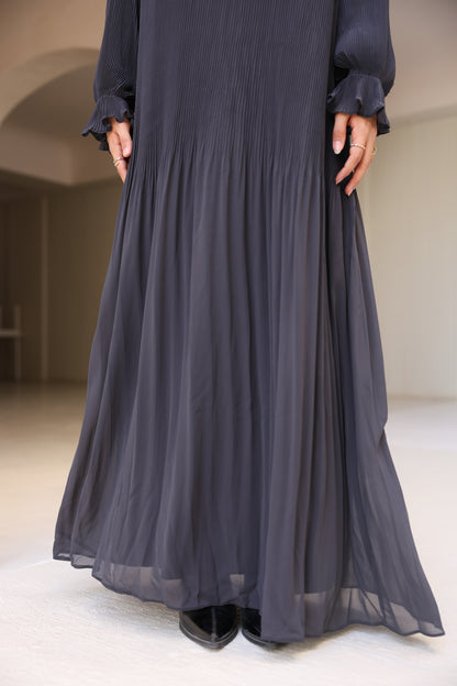 Fully Pleated Dress in Grey