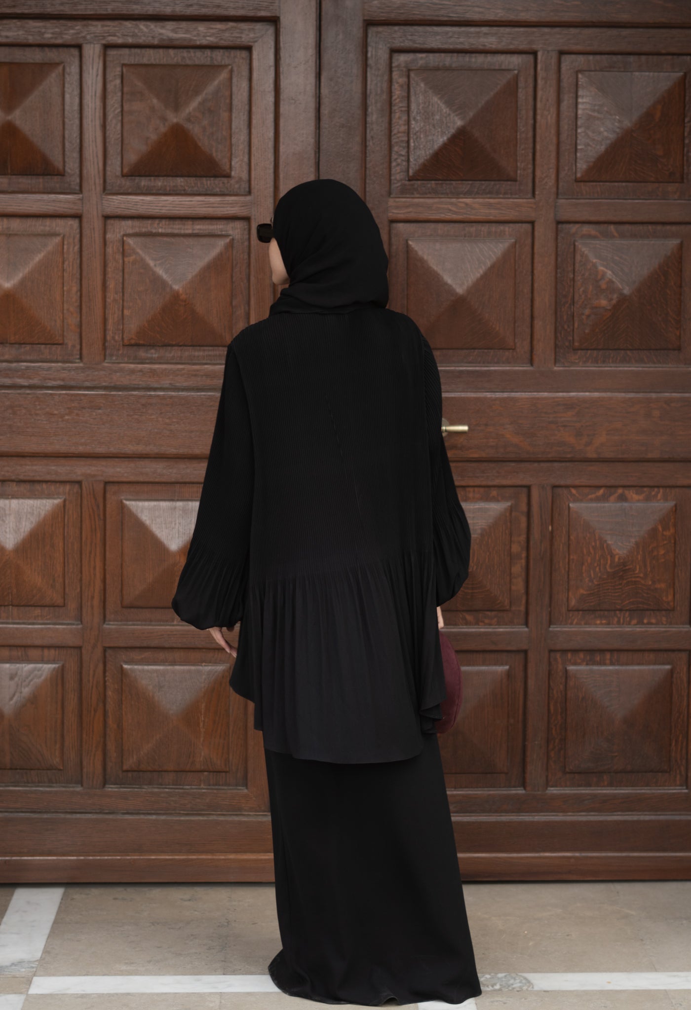 High Low Pleated Abaya