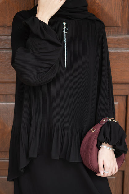 High Low Pleated Abaya