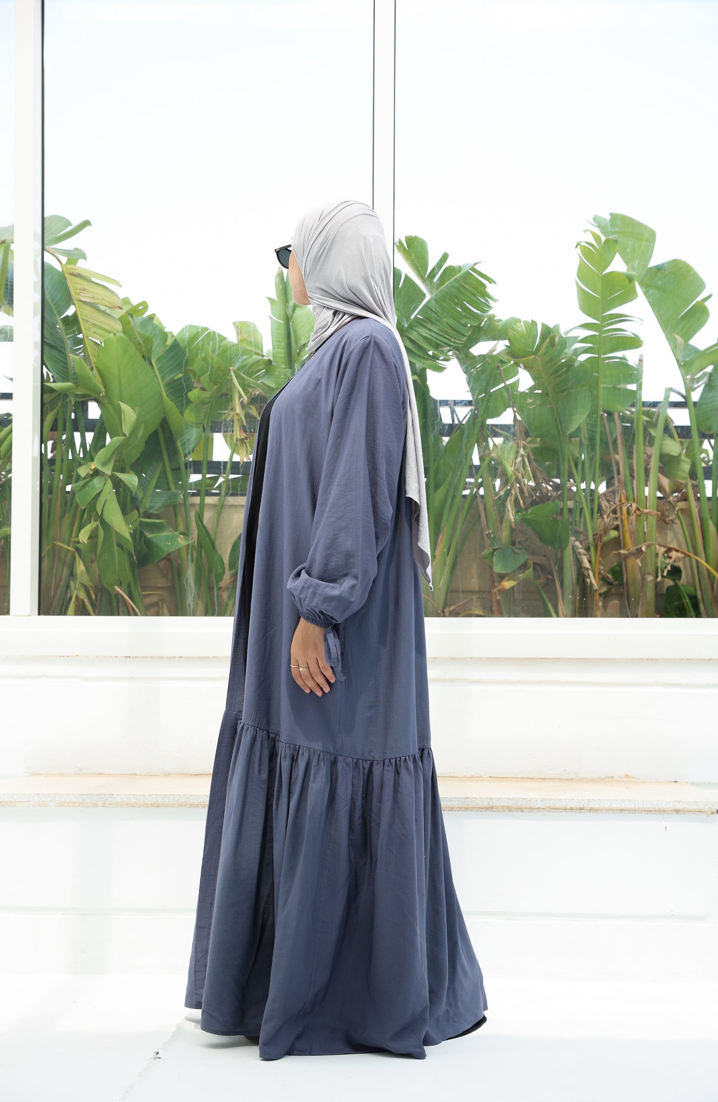 The Ruffled Cardigan in Blue