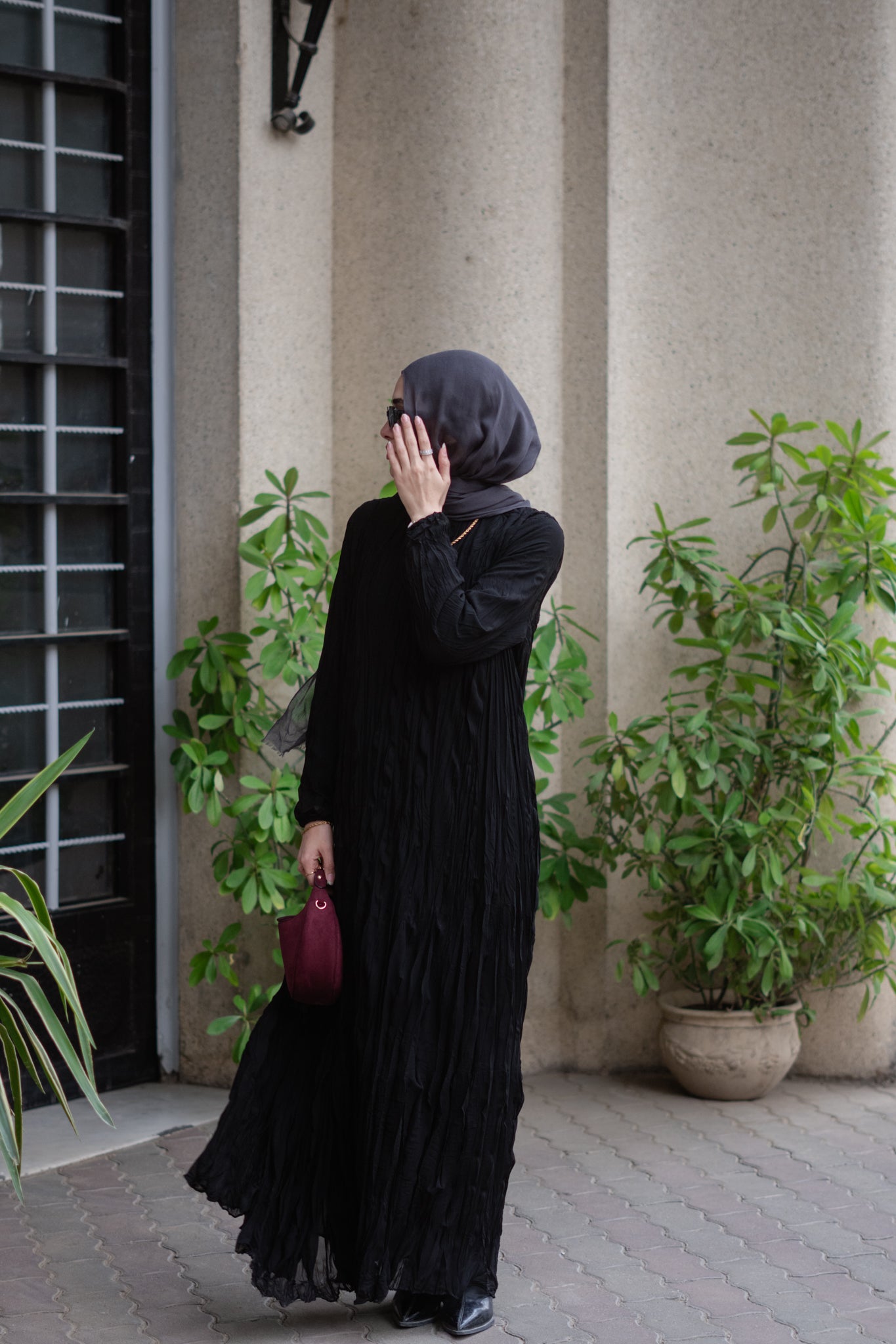 Asia Crushed Black Dress
