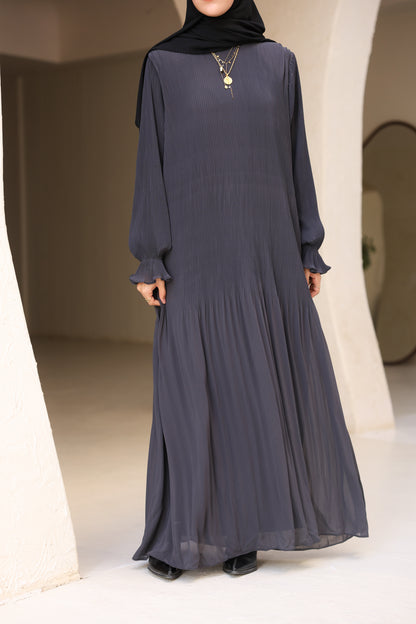 Fully Pleated Dress in Grey