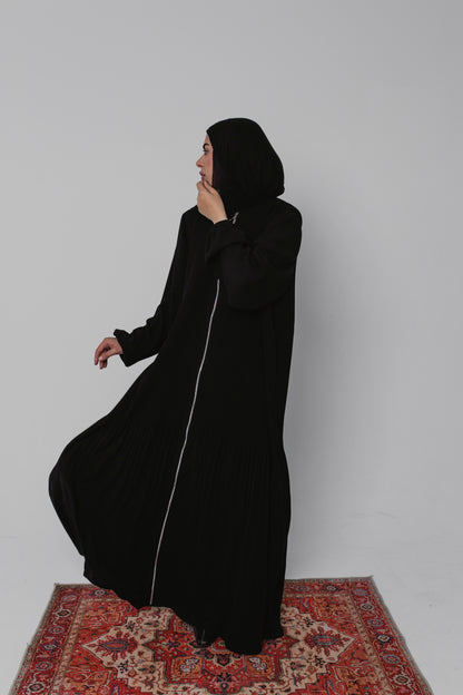 Fully Pleated Zipper Abaya