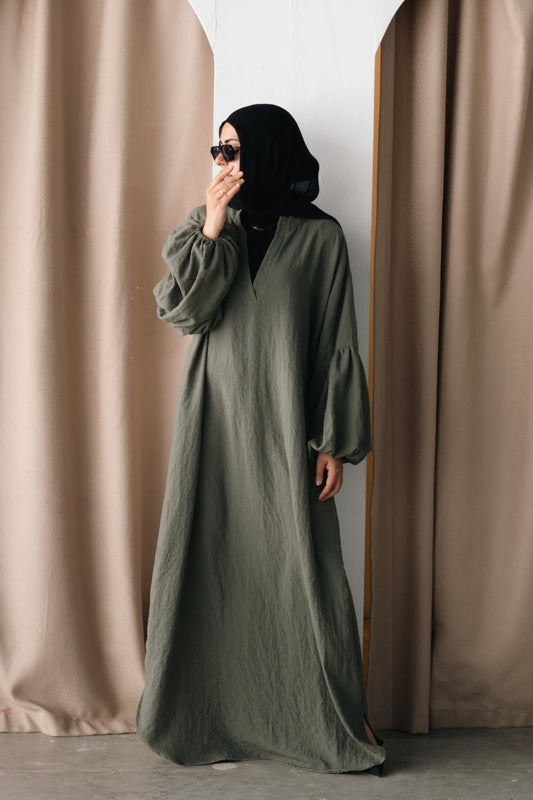 The Aziza Dress in Olive