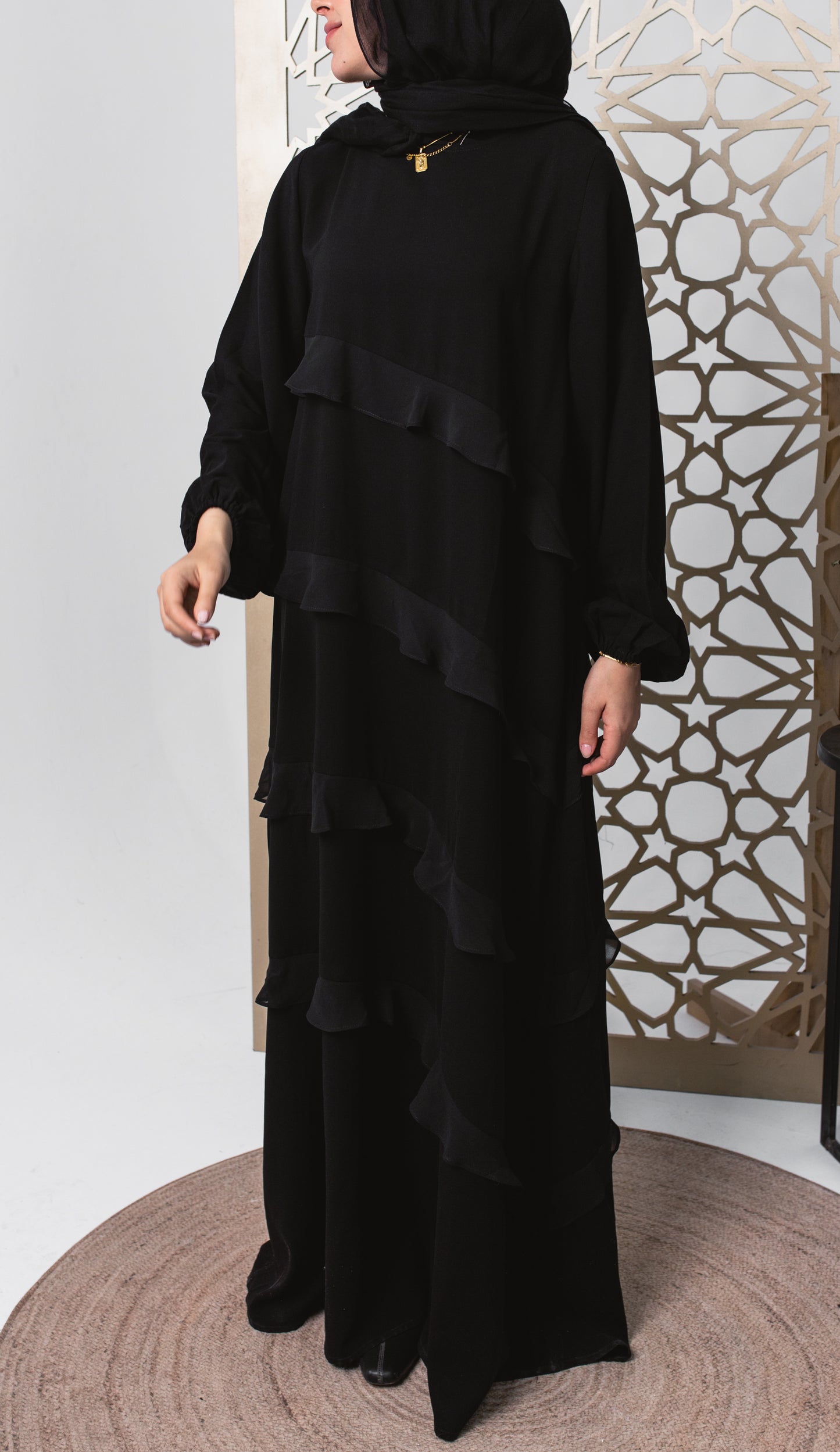 The Ruffles Black Abaya