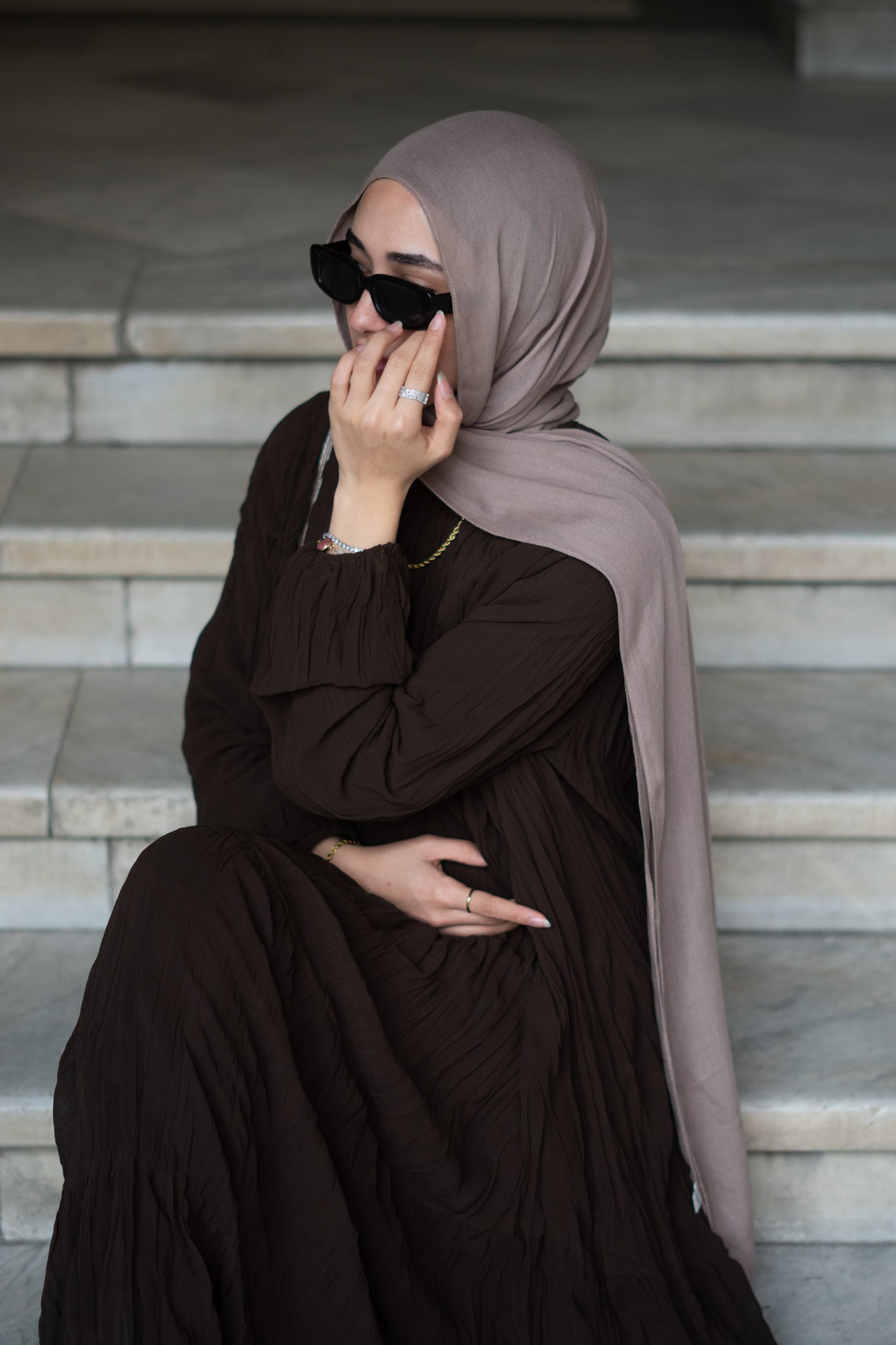 Asia Crushed Brown Dress