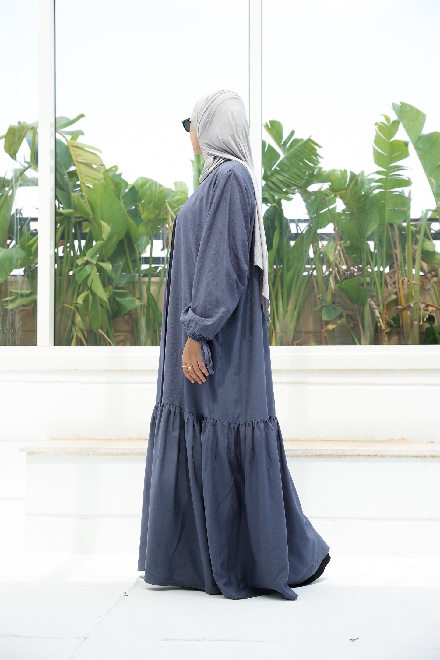 The Ruffled Cardigan in Blue