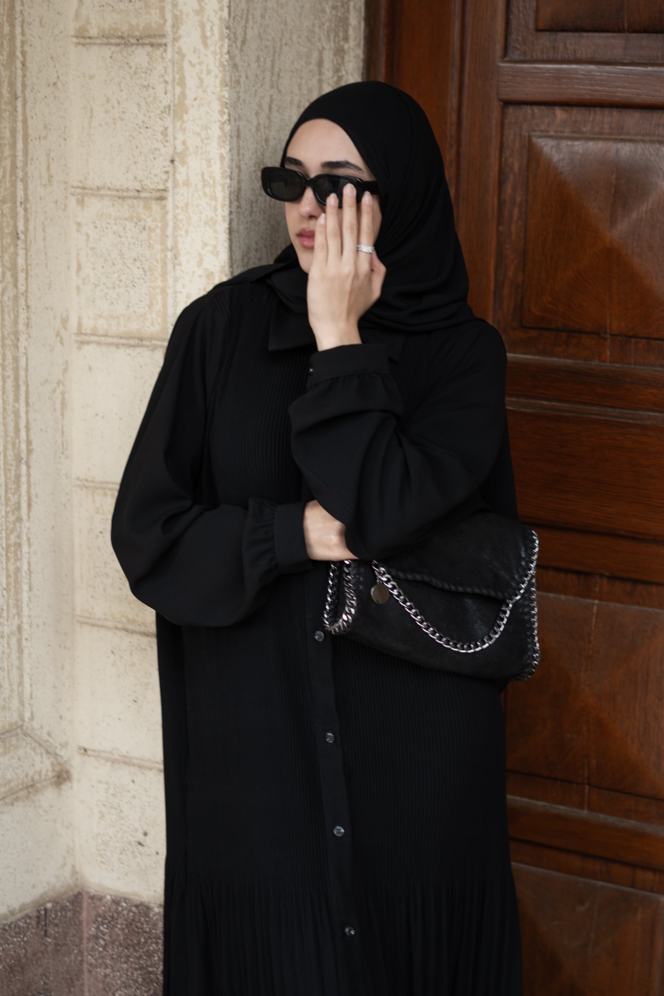 Fully Pleated Buttoned Abaya