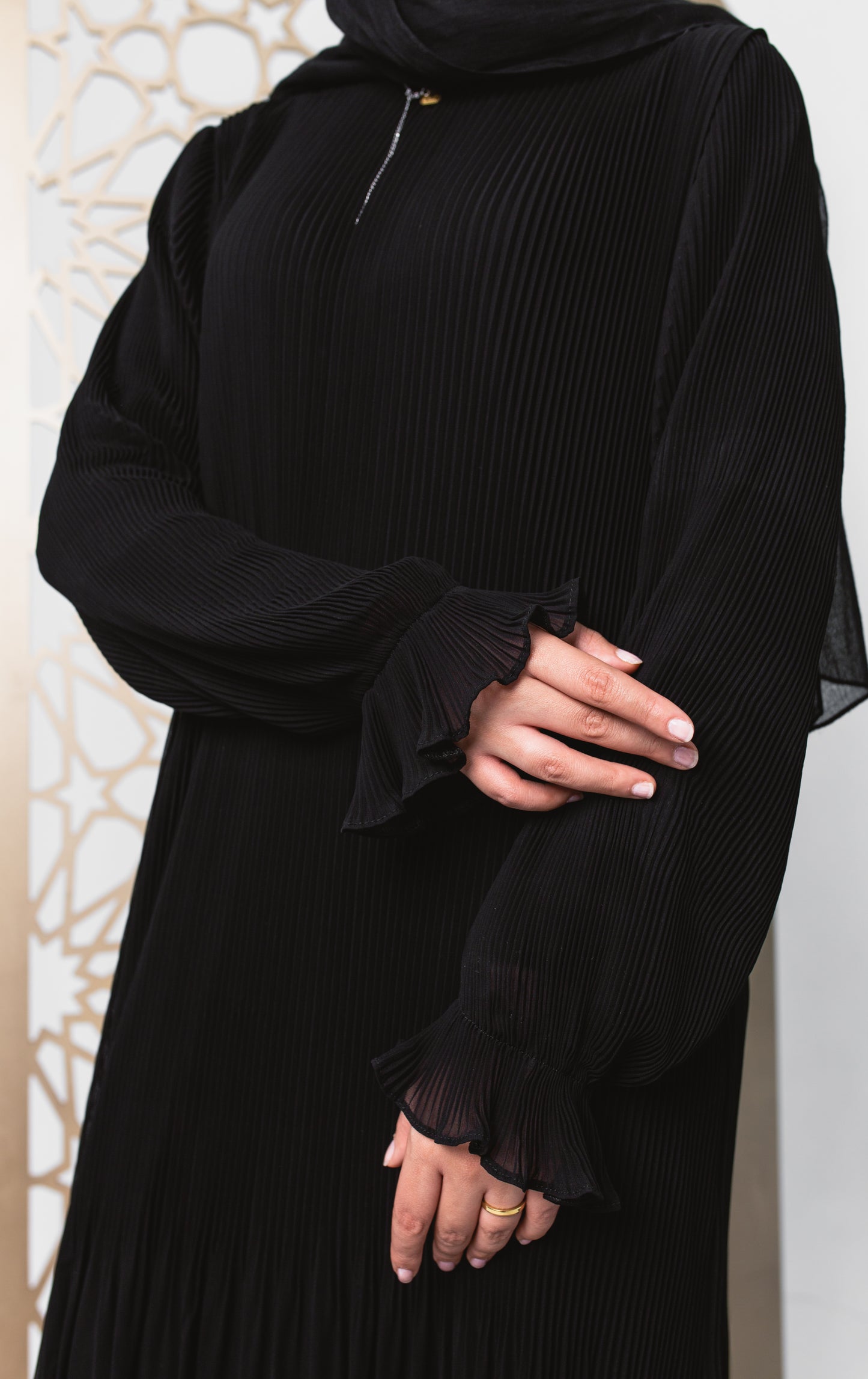 Fully Pleated Dress in Black