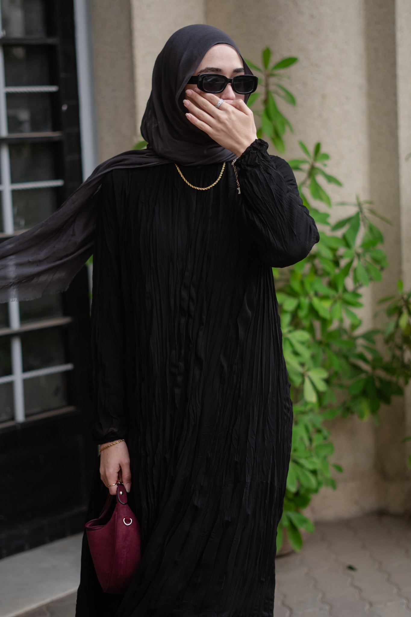 Asia Crushed Black Dress