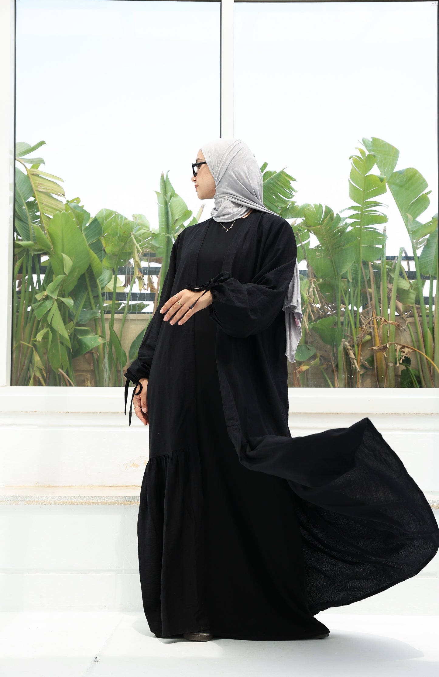 The Ruffled Cardigan in Black