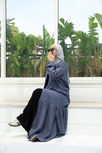 The Ruffled Cardigan in Blue