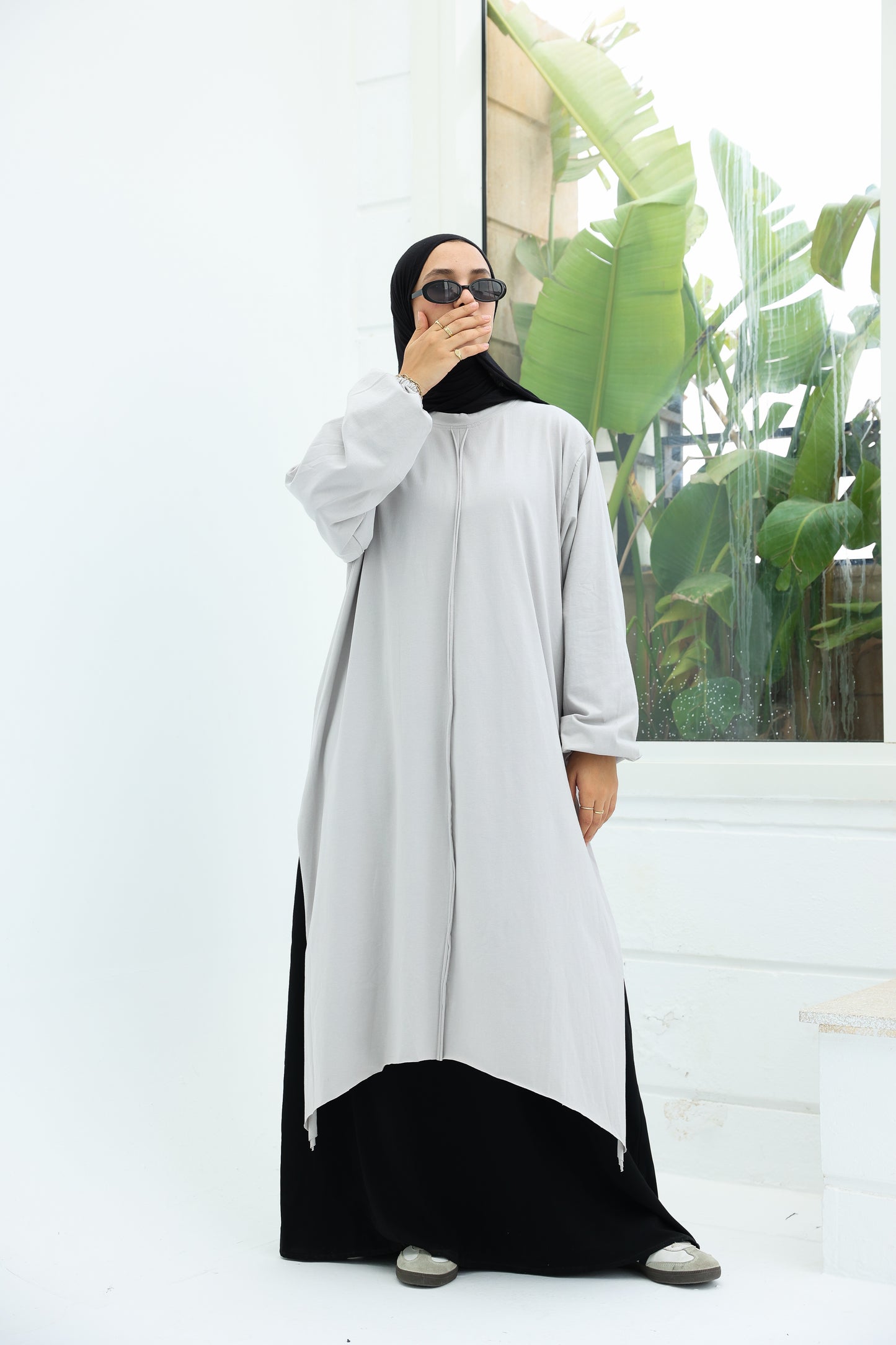 The Long Cotton Shirt in Grey