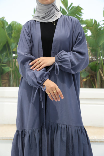 The Ruffled Cardigan in Blue