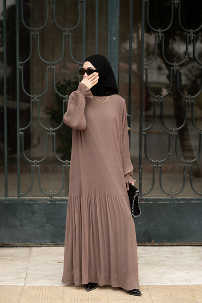 Fully pleated dress in Cafe