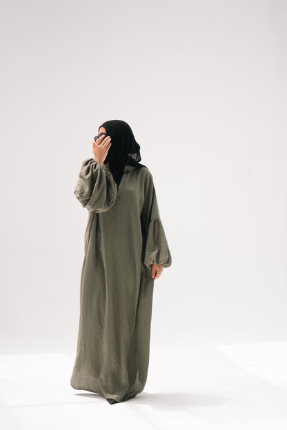 The Aziza Dress in Olive